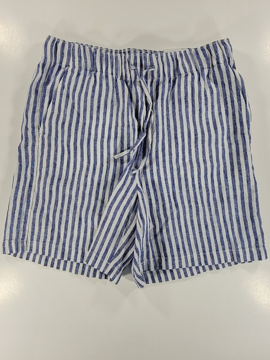 Lands' End Pants - NEW Lands End Women's 100% Linen High Rise Pull On Nautical Stripe Shorts Medium